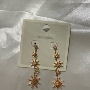 Gold Starburst Drop Earrings